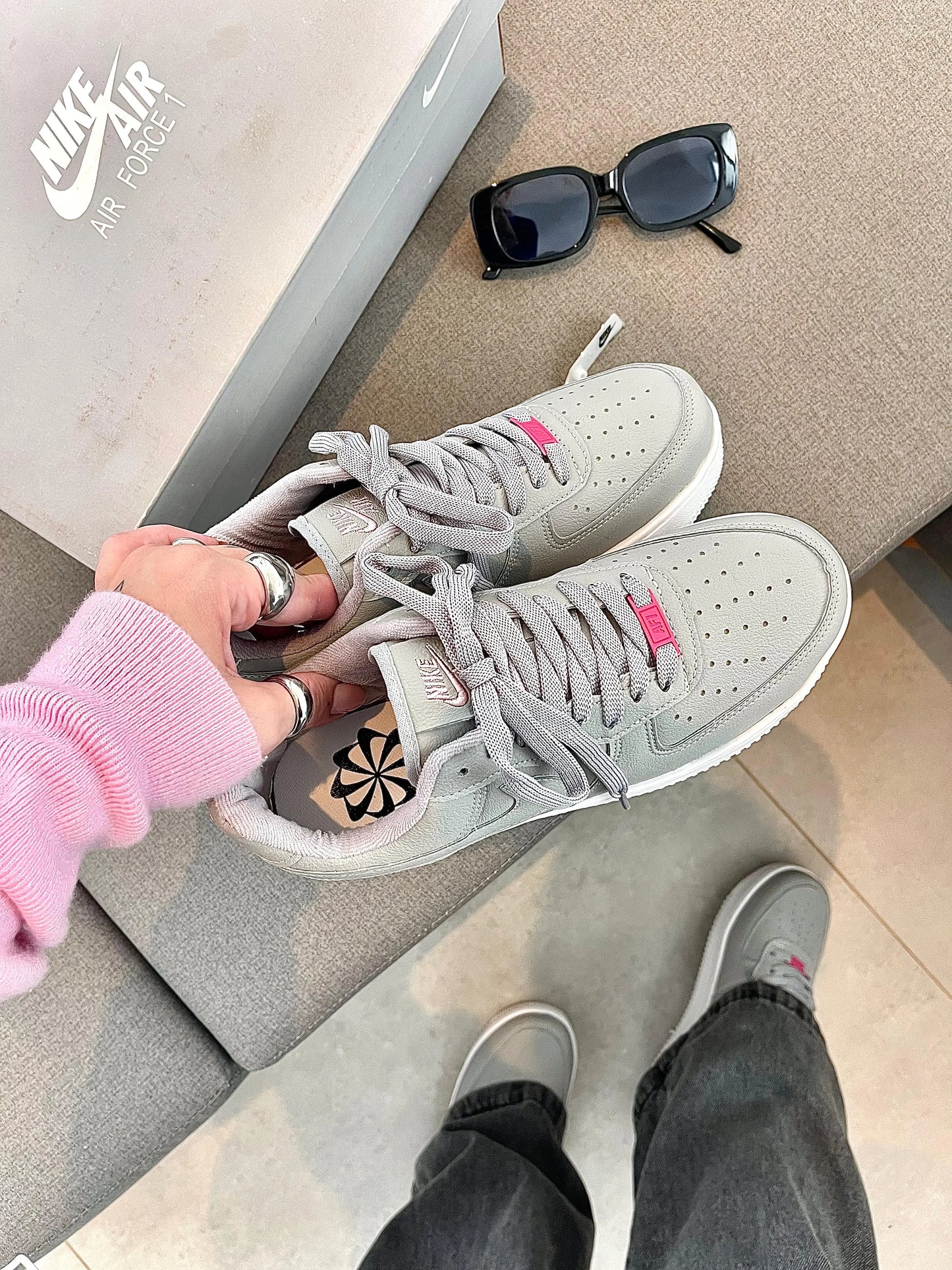 Tênis NK Air Force Cinza/Pink