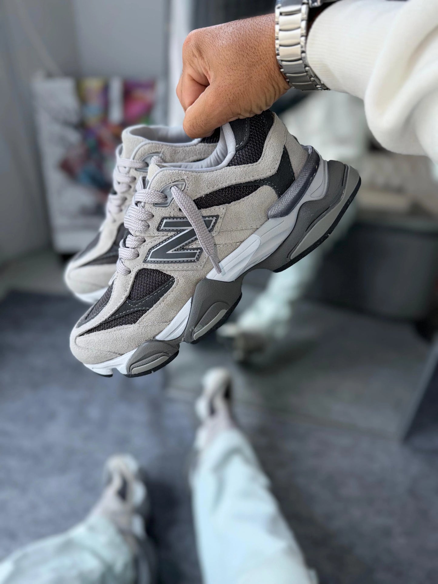 Tenis New 9060 Couro - Off Grafite