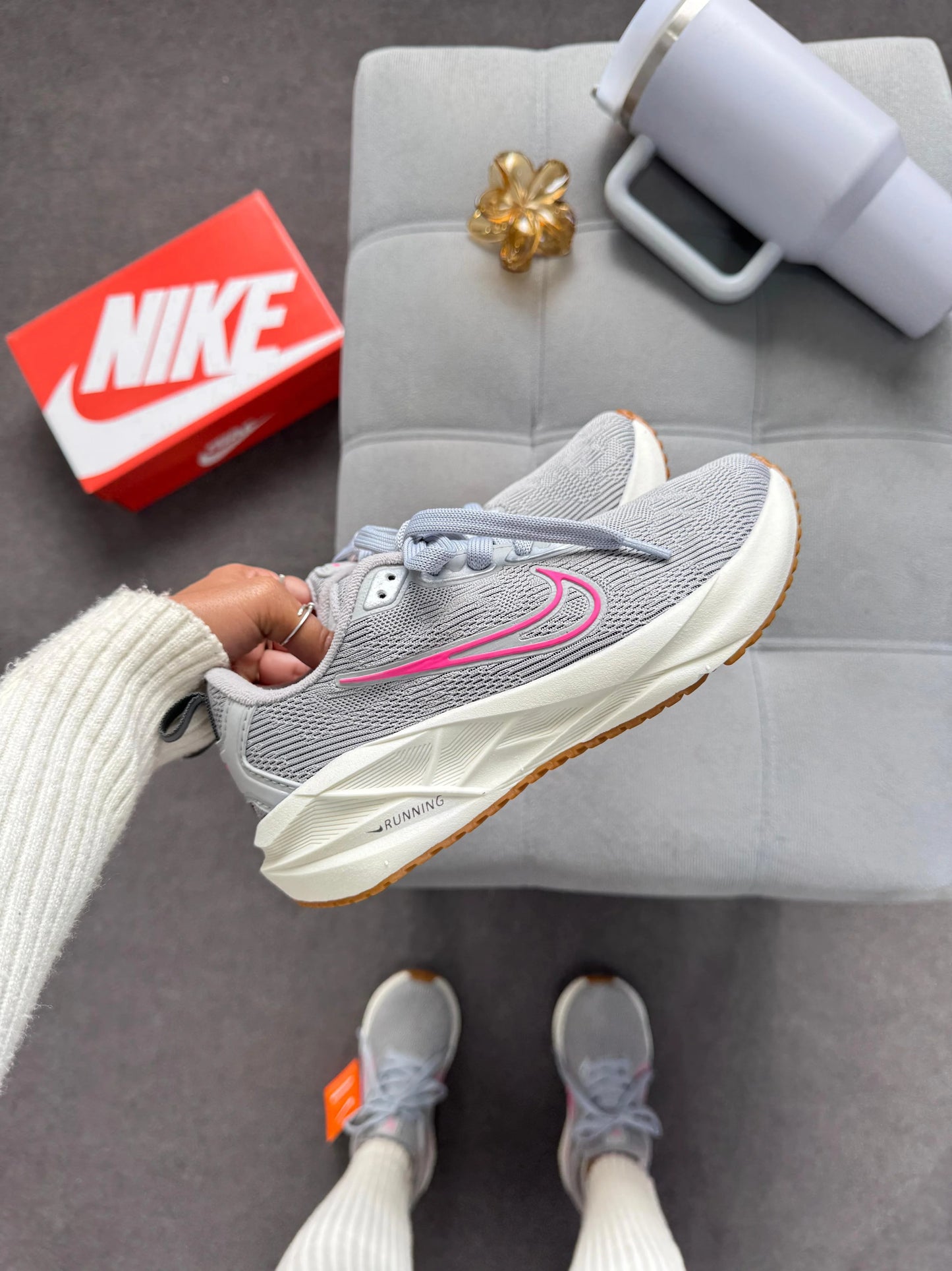 Tenis Nk Running - Cinza Pink