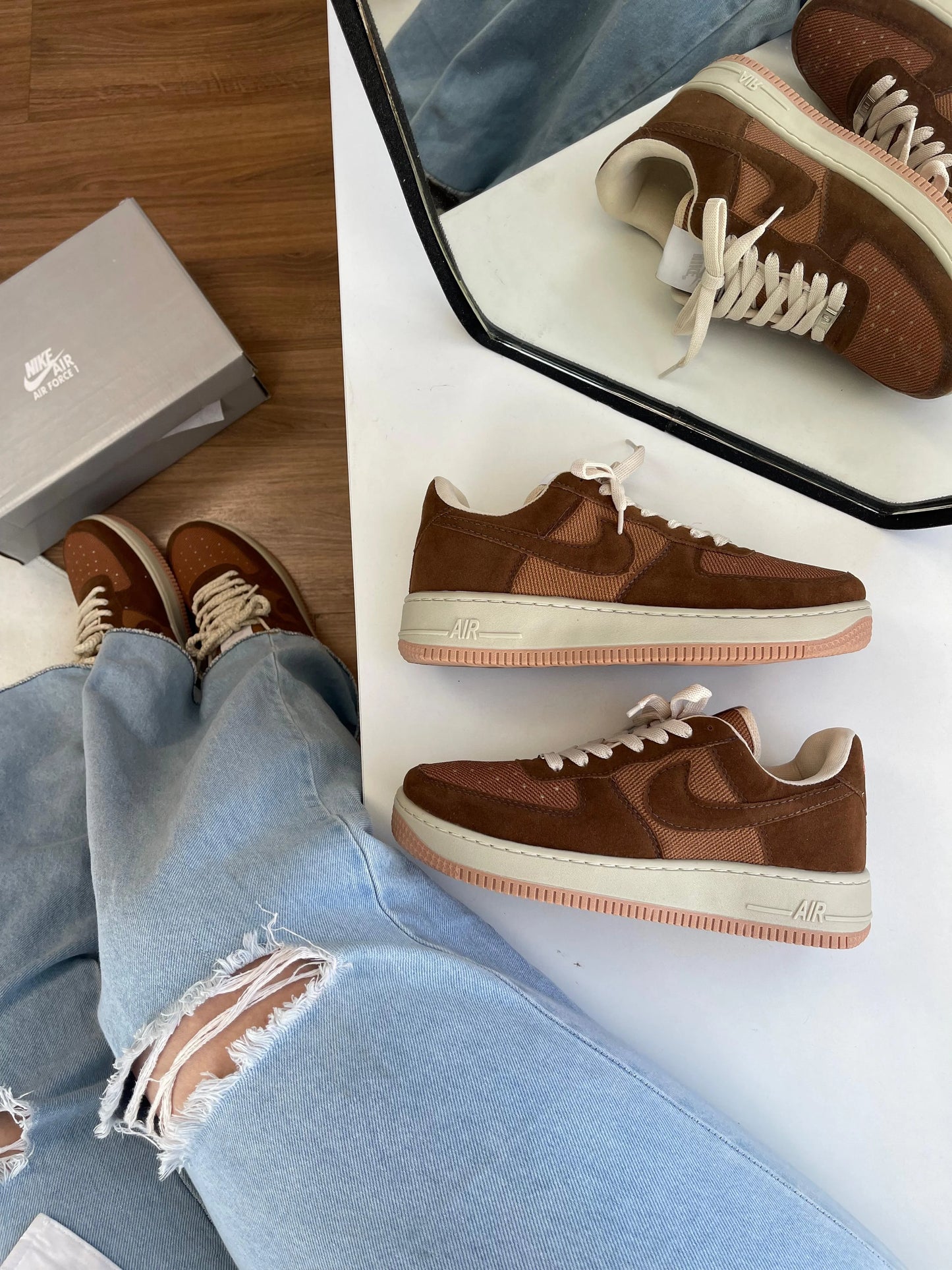Tenis NK Air force 1 Marrom
