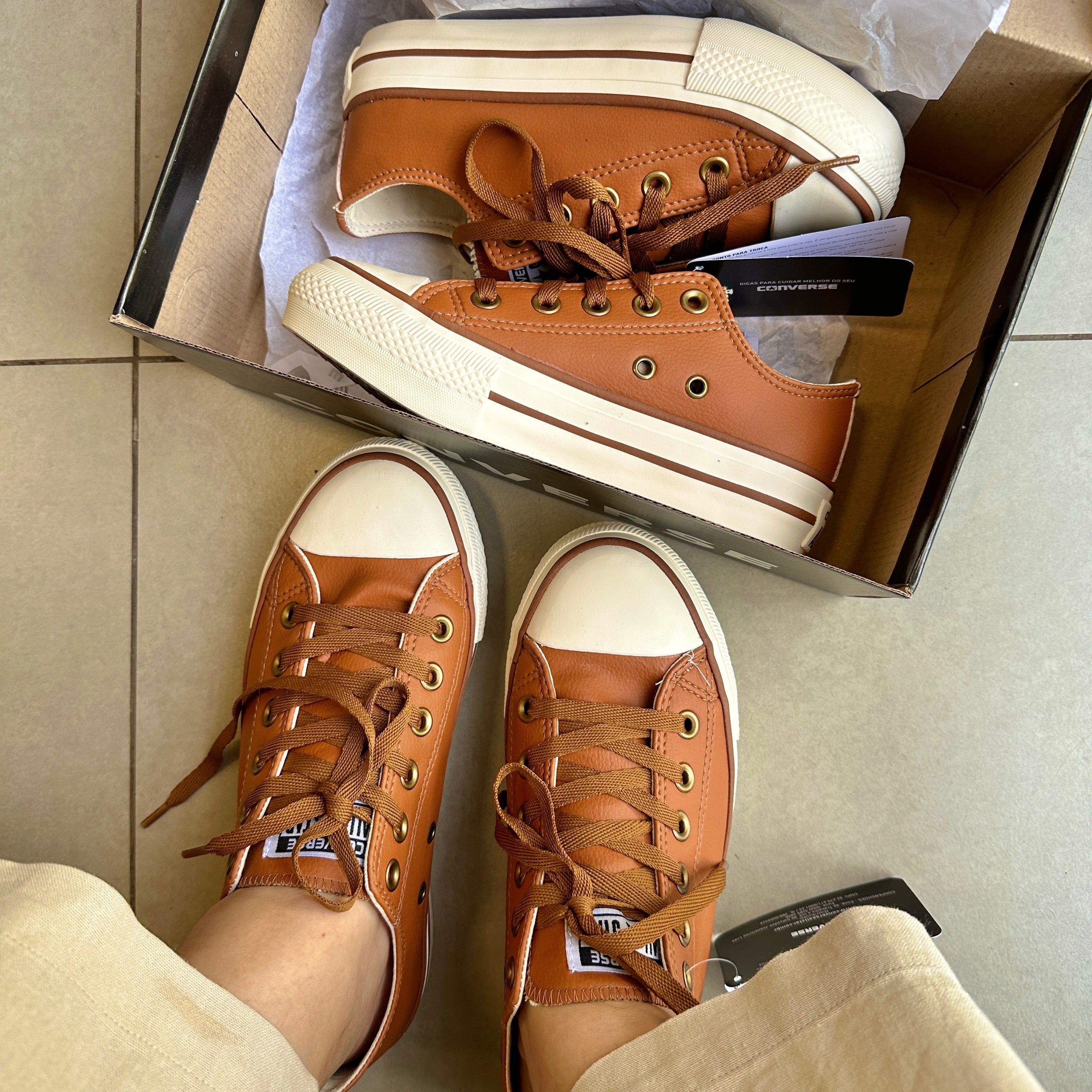 Tênis All Star Caramelo Off White Plataforma