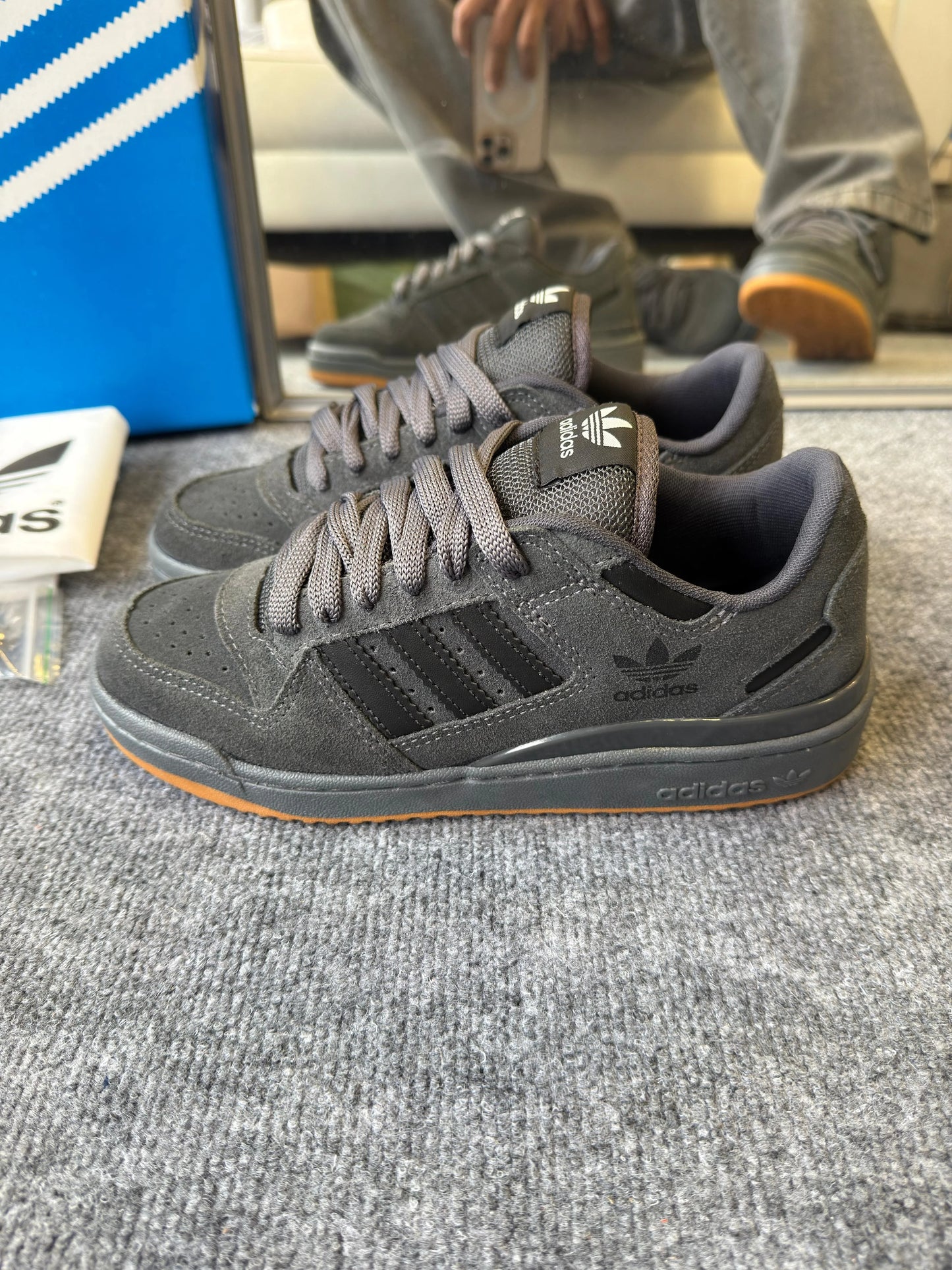 Tenis AD Forum Low Couro - Grafite Preto