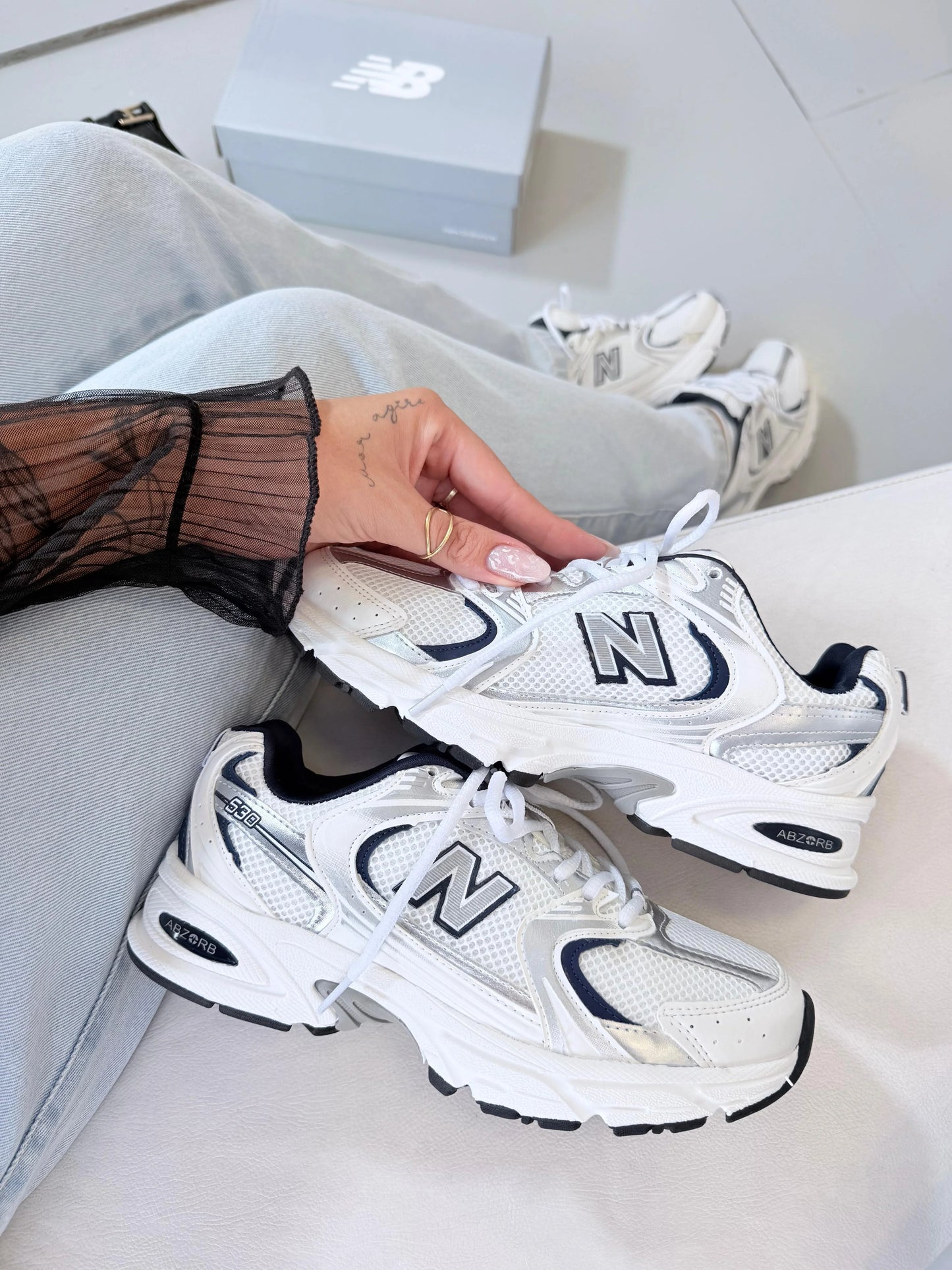 Tenis New 530 Retro - Branco Marinho