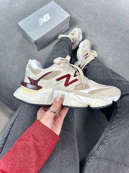 Tenis New 9060 Couro - Bege Bordo