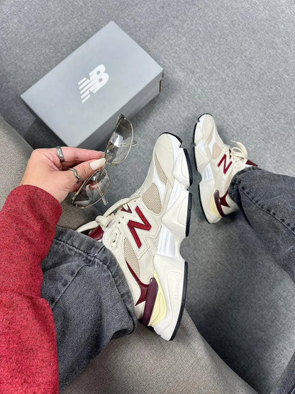Tenis New 9060 Couro - Bege Bordo