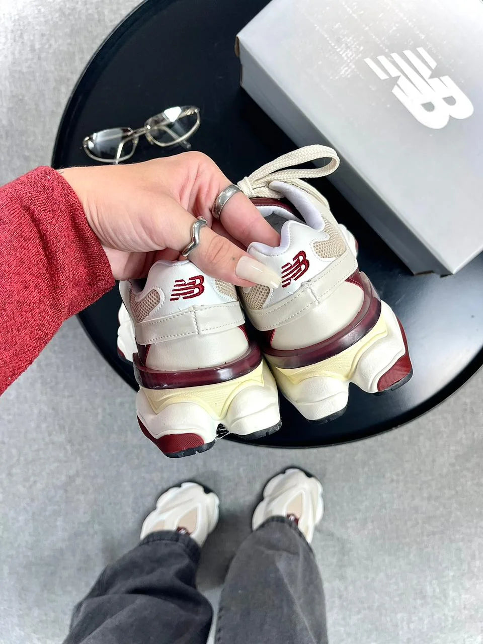 Tenis New 9060 Couro - Bege Bordo