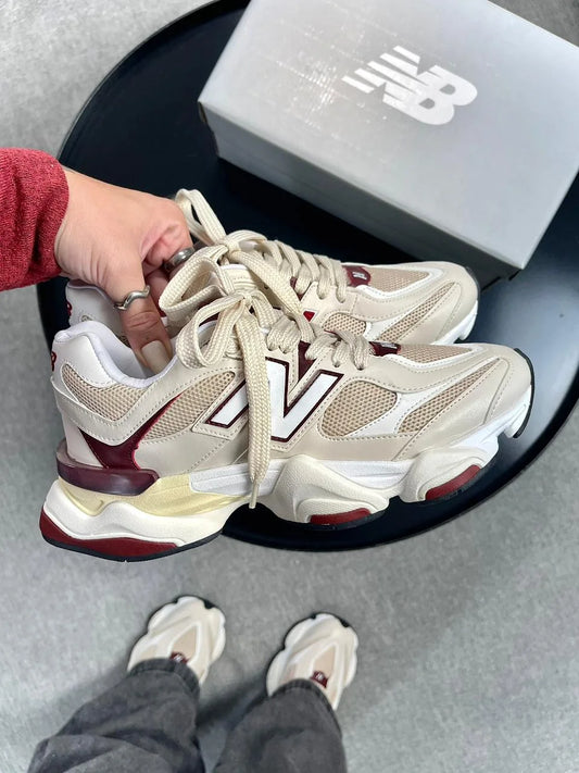 Tenis New 9060 Couro - Bege Bordo