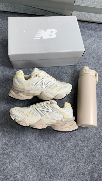 Tenis New 9060 Couro - Branco Amarelo