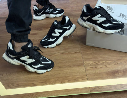 Tenis New 9060 Couro - Preto Branco