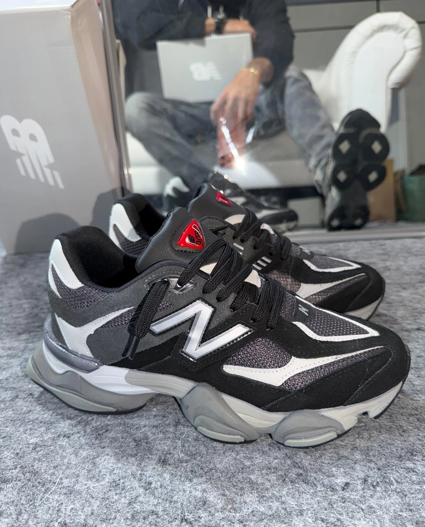 Tenis New 9060 Couro - Preto Cinza