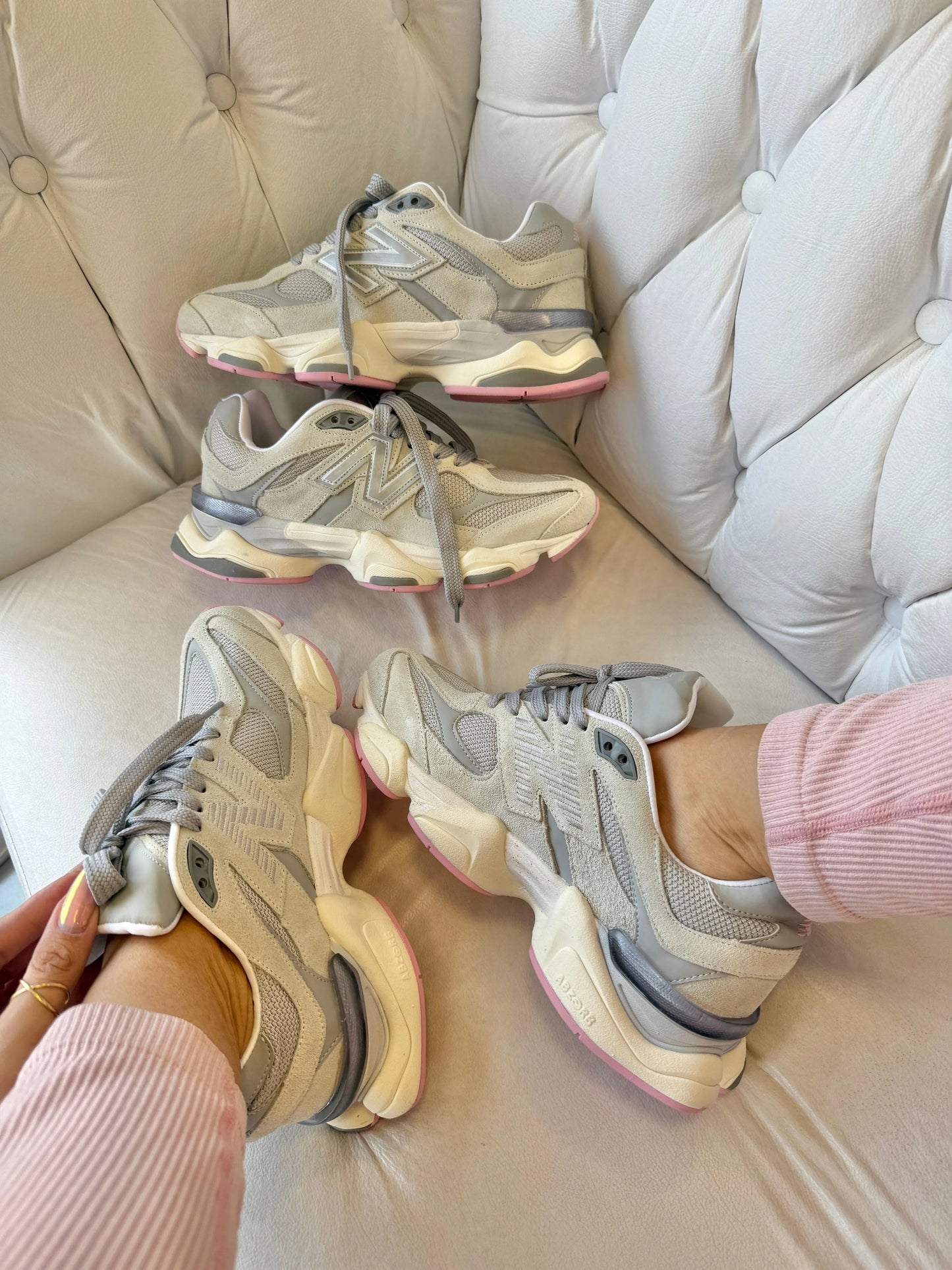 Tenis New 9060 Couro - Cinza Rosa