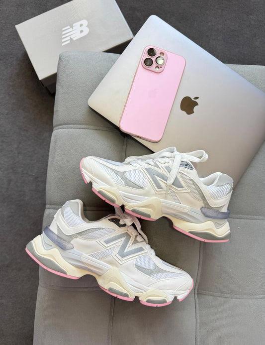 Tenis New 9060 Couro - Branco Rosa