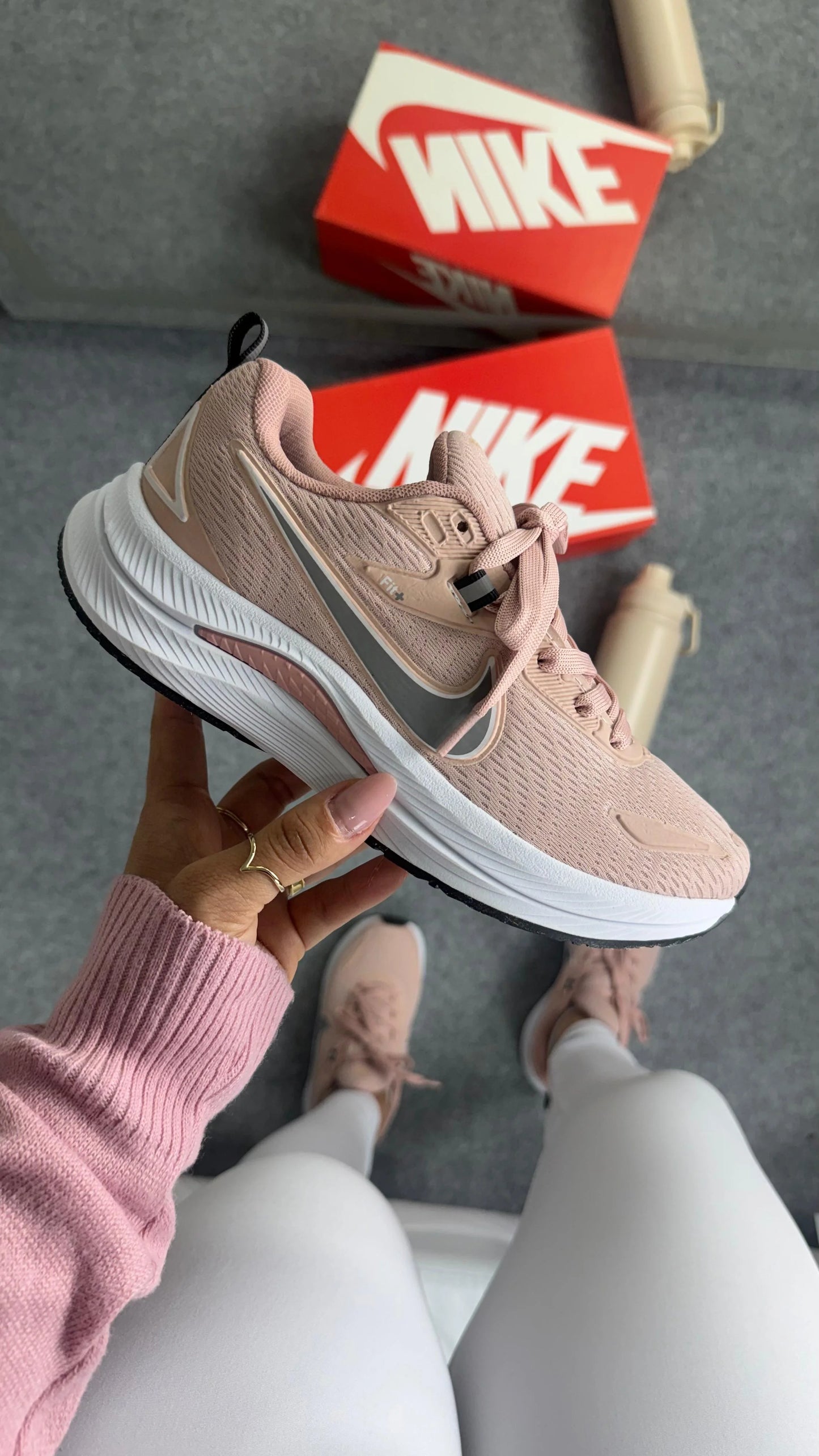Tenis NK Runing Fit EST - Nude Branco